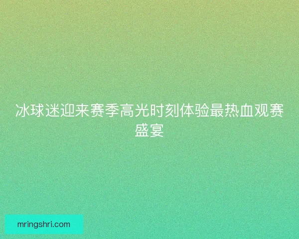 冰球迷迎来赛季高光时刻体验最热血观赛盛宴
